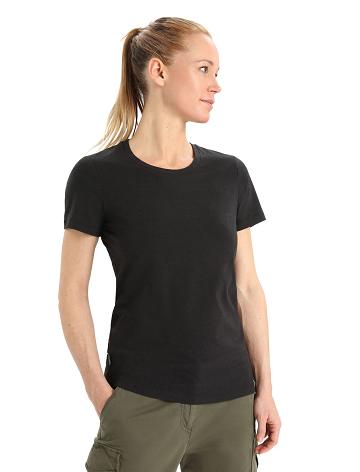 T Shirts Icebreaker Merino Central Classiche Corta Sleeve Femme Noir | FR 1565AHKP